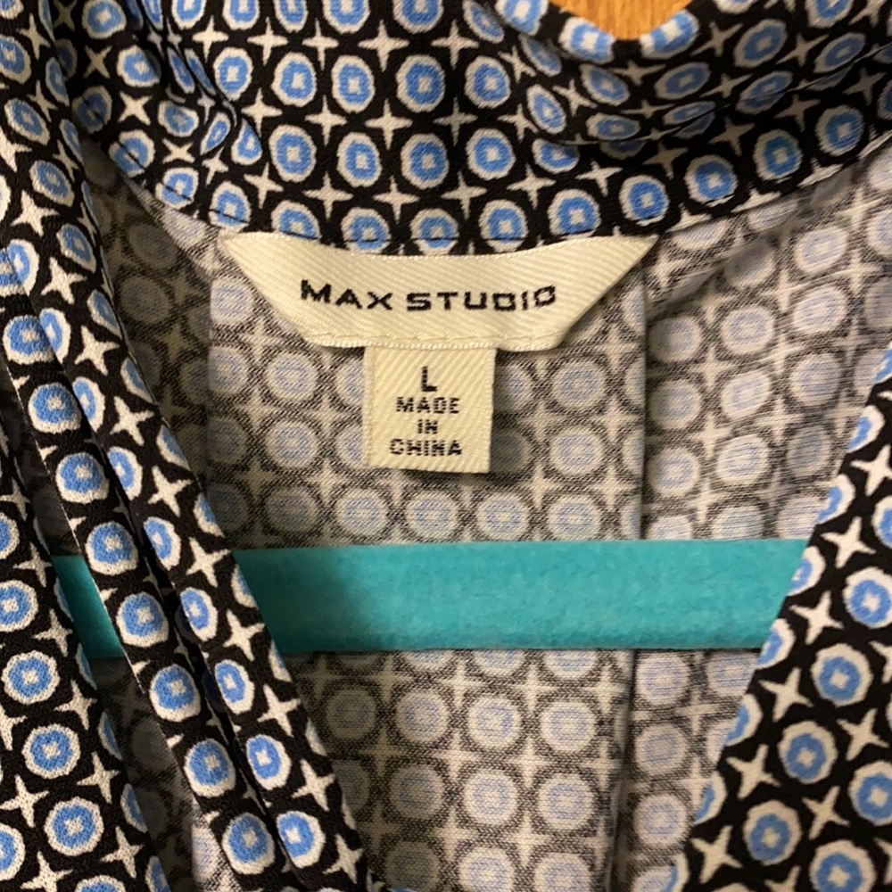 Max Studio blue blouse with tie neck size L